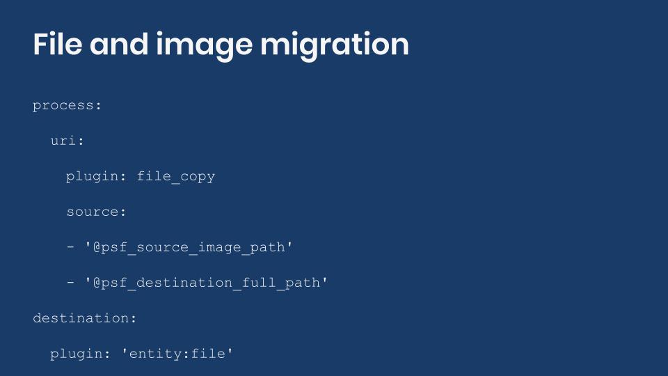 Code snippet for file entity migration.